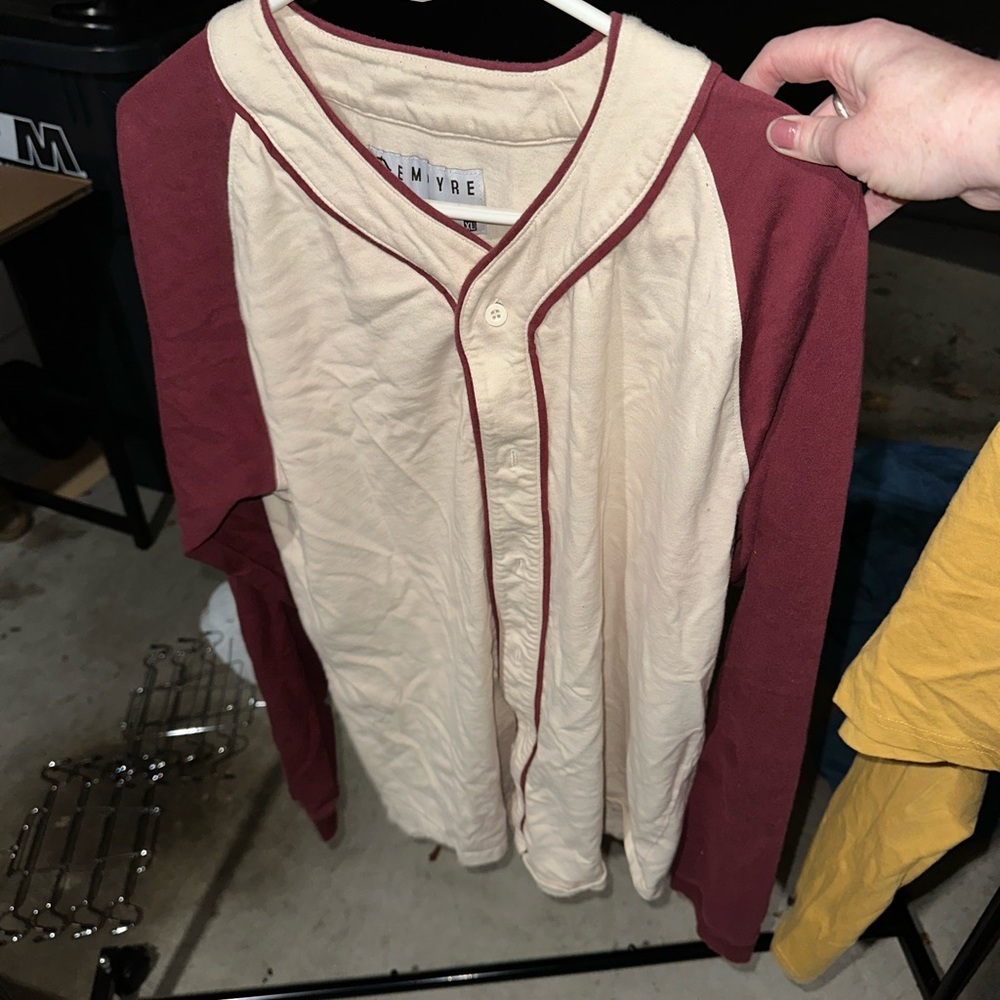 Empyre Cream and Burgundy Button-Up Shirt